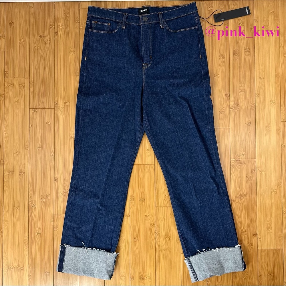 Hudson Jeans Zoeey High Rise Deep Cuff Straight Crop Jeans - Picture 2 of 9